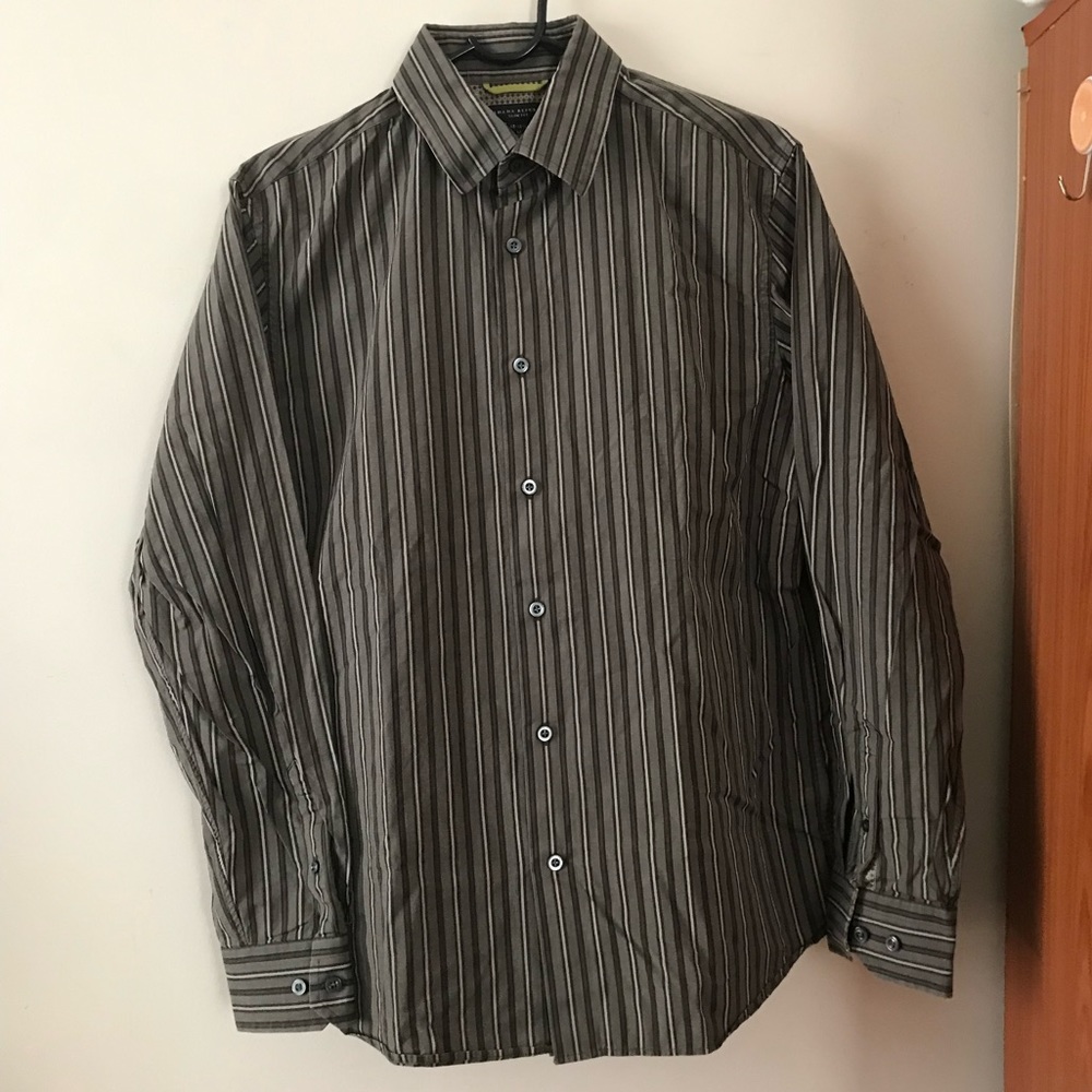 Banana Republic Slim Fit Green Stripe Button Down